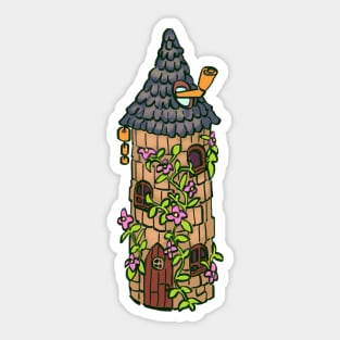 the wizard tower with pink flower stardew Sticker